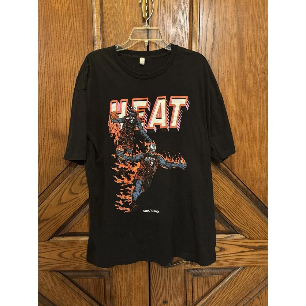 Marvel Miami Heat Dwayne Wade Lebron James Venom Shirt Back To Back